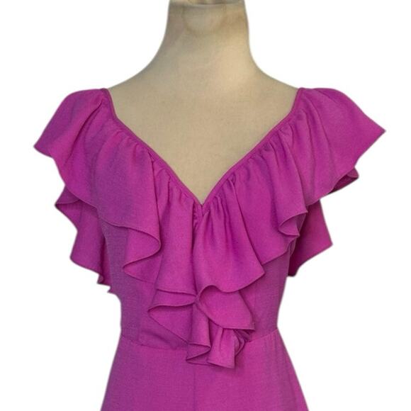 American Threads fuchsia ruffled open crossed back romper size Large - Picture 11 of 16